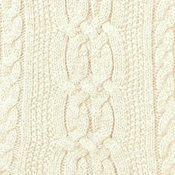 Elegant Cream Long-Sleeve Women's Cotton Cable Knit Sweater - Regular Fit